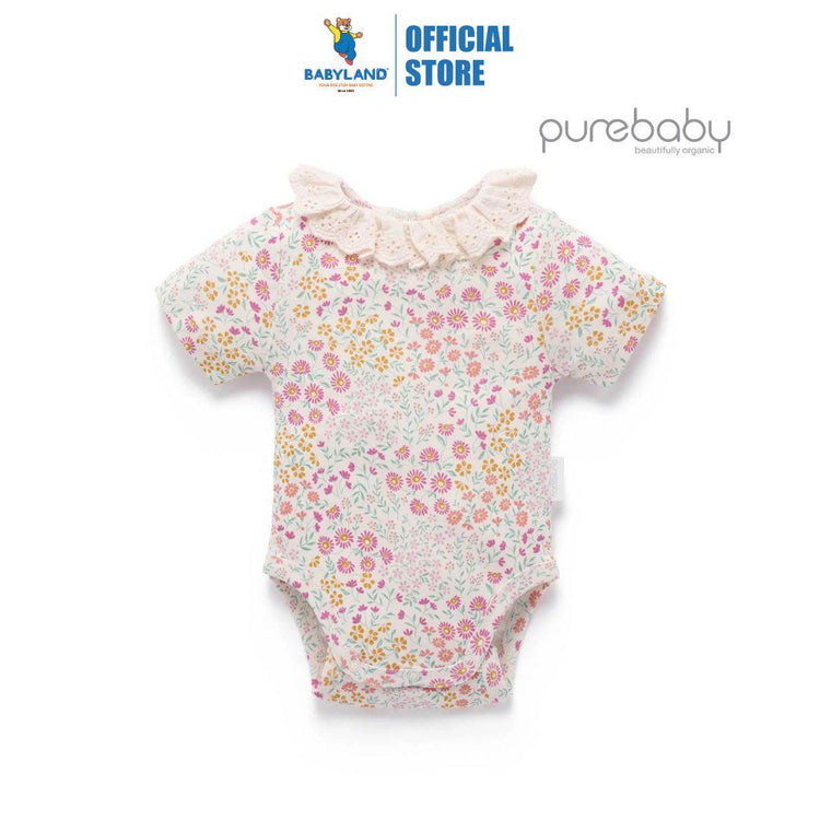 Purebaby Organic Garden Petals Print Baby Kids Printed Bodysuit