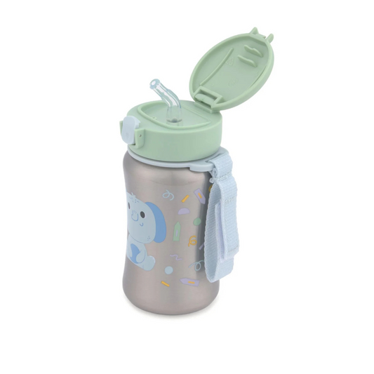 Skip Hop Besties Squad Stainless Steel Straw Bottle - Elephant (12+ months)