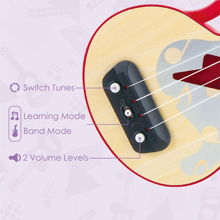 Hape Learn With Lights Ukulele -Red (3y+)