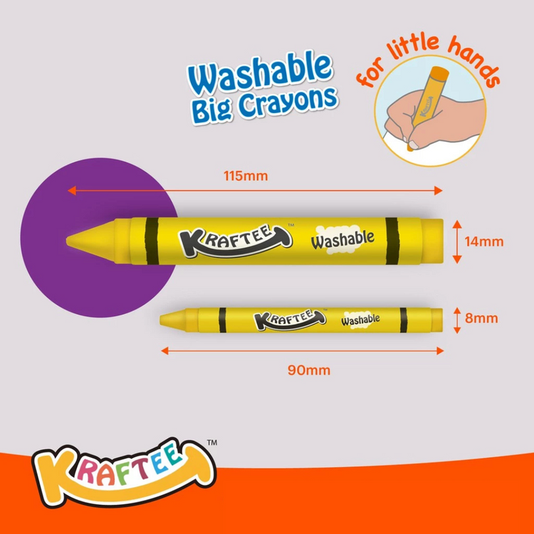 Kraftee 8CT Washable Big Crayons