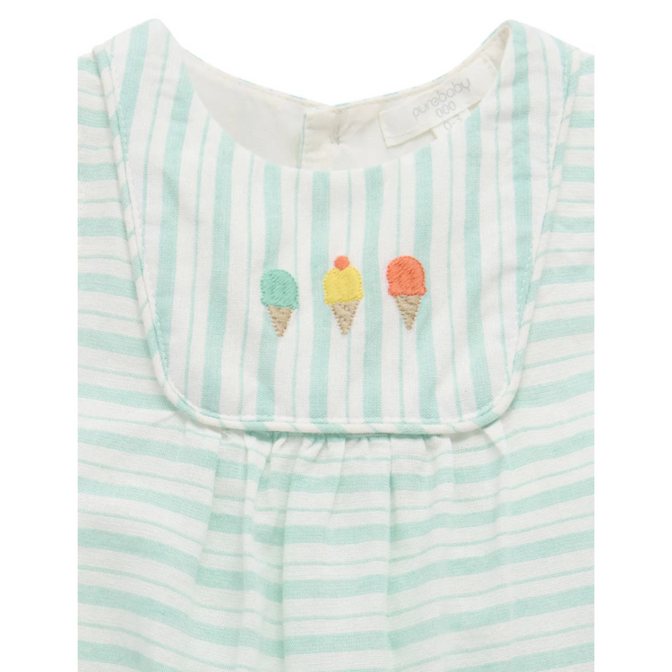 Purebaby Organic Ice Cream Bodysuit Seafoam Stripe