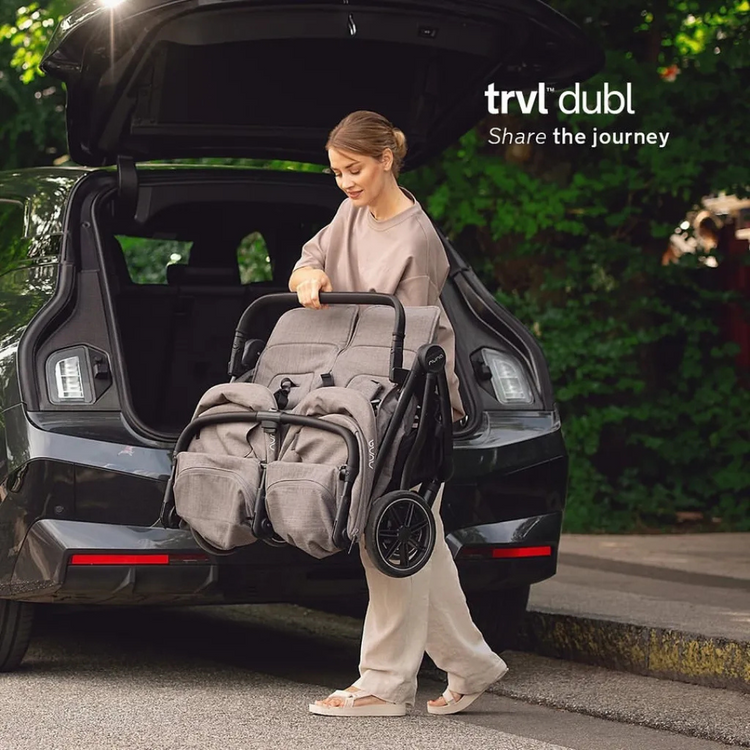 Nuna trvl™ dubl Stroller - Caviar | Side-By-Side Double (Up to 50 lbs per seat)