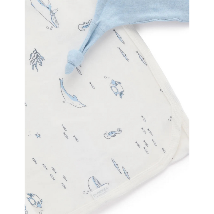 Purebaby Organic Bunny Rug & Snookie Pack Vanilla Nautical