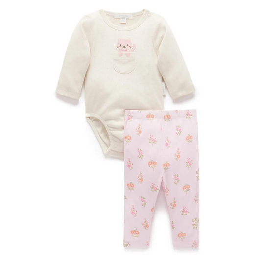 Purebaby Organic 2 Piece Long Set Aster Print