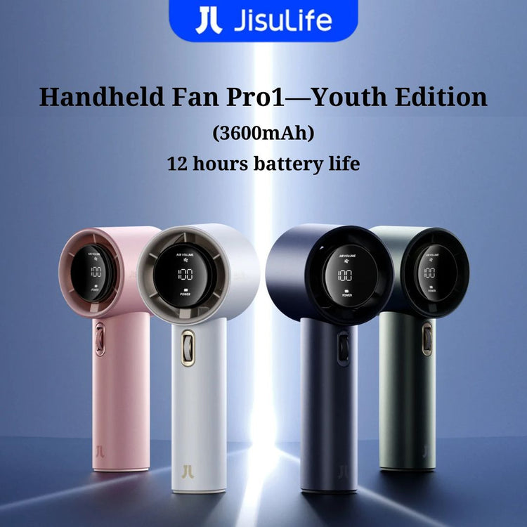 JisuLife Handheld Fan Pro1 (3600mAh) | 100 Speed | Turbo Strong Wind | Portable | Lightweight | Rechargeable