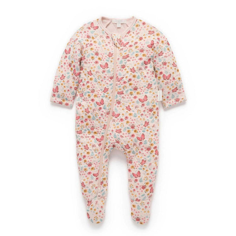Purebaby Organic Butterfly Print Quilted Growsuit