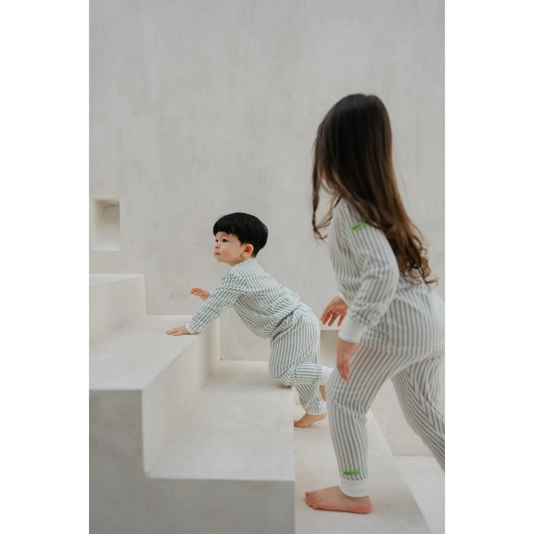 Hamako Tencel Micromodal Jippa Suit - Striped Aqua