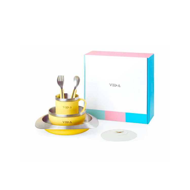 Viida Soufflé Antibacterial Stainless Steel Tableware Set with Suction Pad (EU)