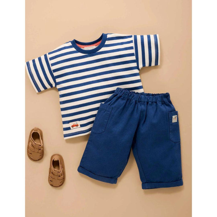 Purebaby Organic Marine Stripe Print Heavy Weight Oversized Tee