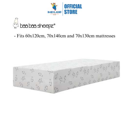 Baa Baa Sheepz Bamboo Mattress Sheet - Fits 60x120cm, 70x140cm and 70x130cm mattresses