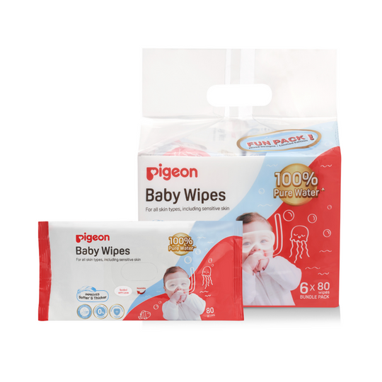 Pigeon 100% Pure Water Baby Wipes (6 x 80wipes)