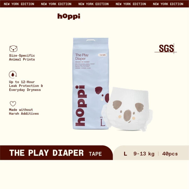 Hoppi The Play Diaper Tape INSTANT ABSORPTION (NB62/S56/M44/L40) x 1 Pack