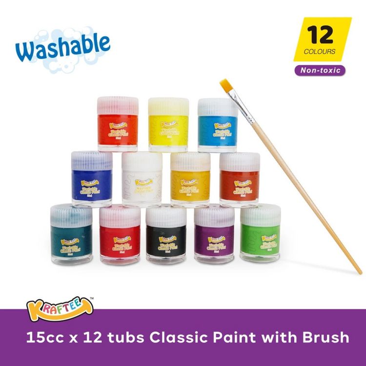 Kraftee 12ct Washable Classic Paint For Kids