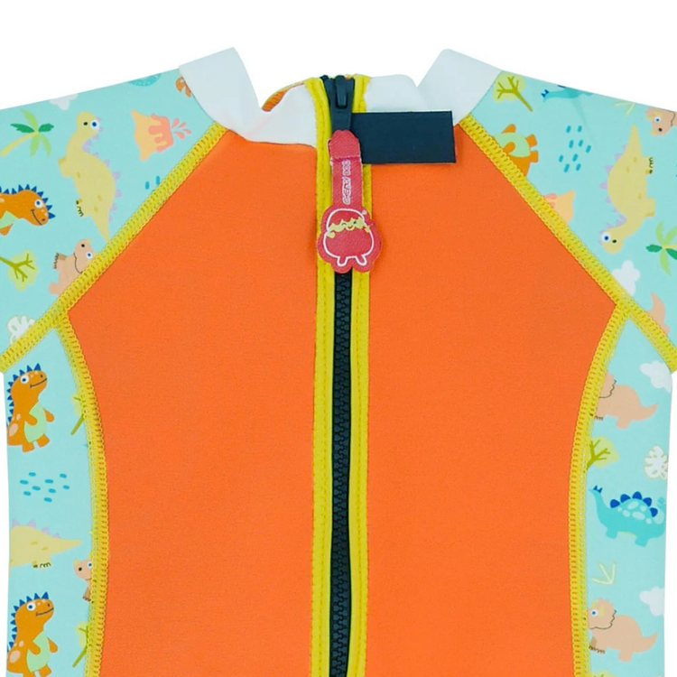Cheekaaboo Warmiebabes Baby & Toddler Thermal Swimsuit UPF50+ Orange Dino