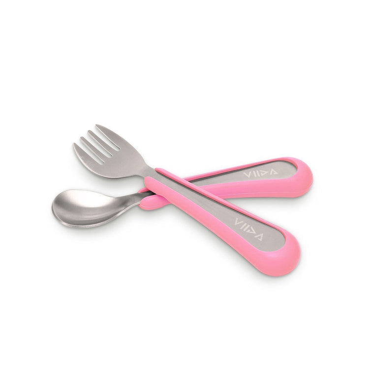 Viida Souffle Antibaterial Stainless Steel Fork & Spoon (S)