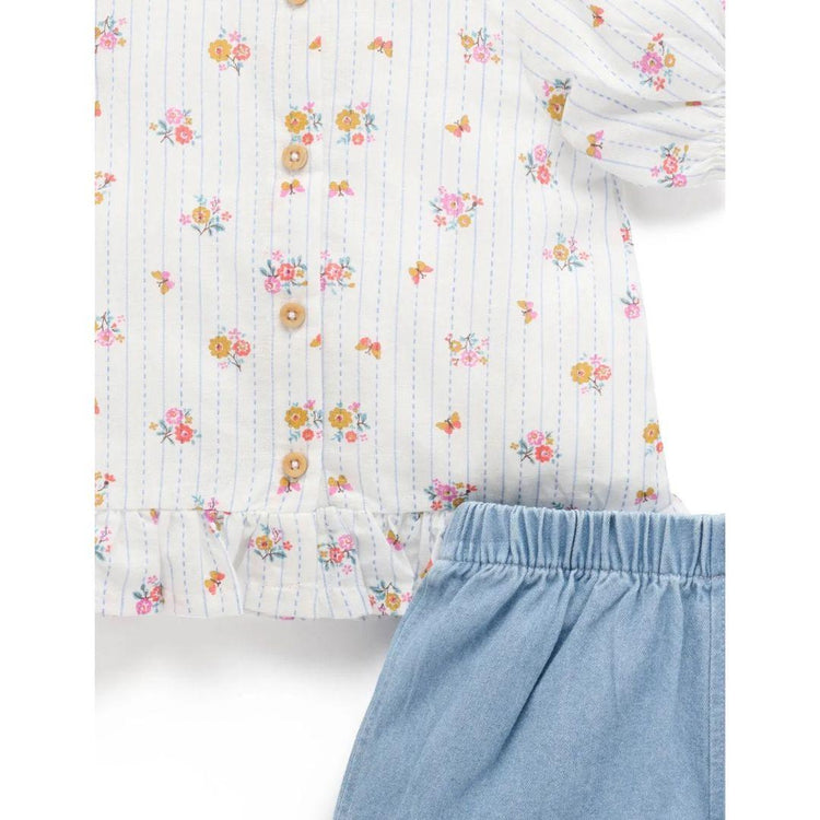 Purebaby Organic Butterfly Stripe Print Baby Kids Butterfly Stripe Set