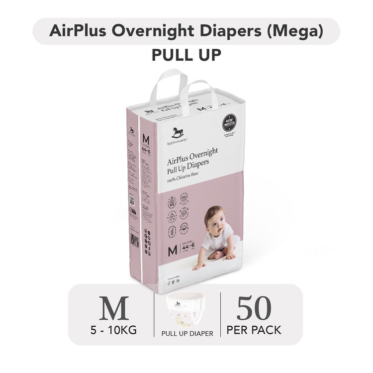 Applecrumby AirPlus Overnight Pull Up Diapers - M50 / L46 / XL42 / XXL36