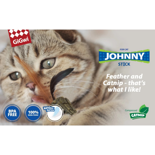 GiGwi Johnny Stick Catnip Natural Feather Cat Toy
