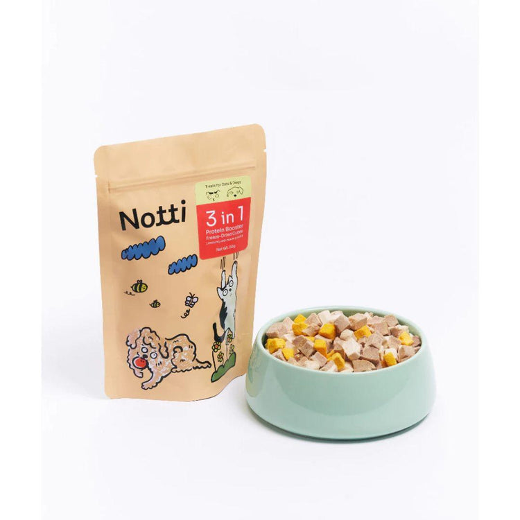 Notti 3-in-1 Protein Booster Freeze-Dried Cubes 50g | Immunity & Muscle Growth Chicken Duck Egg Yolk Dog & Cat