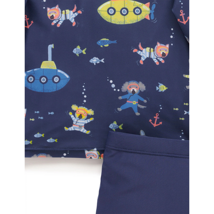 Purebaby Organic Kids Long Sleeve Rashie Set Submarine