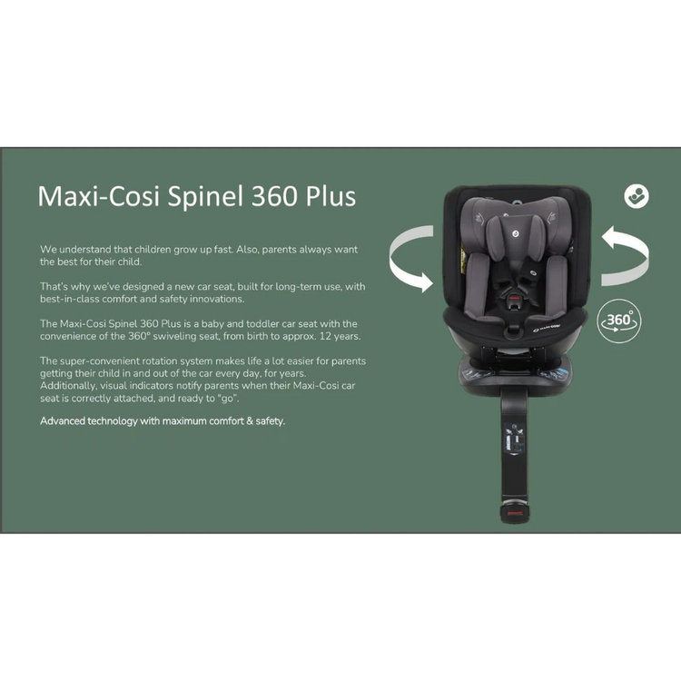 Maxi-Cosi Spinel 360 Plus Car Seat - Black (0-36kg | 2years Warranty)