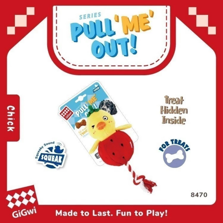 GiGwi Pull Me Out Plush with Squeaker Dog Toy
