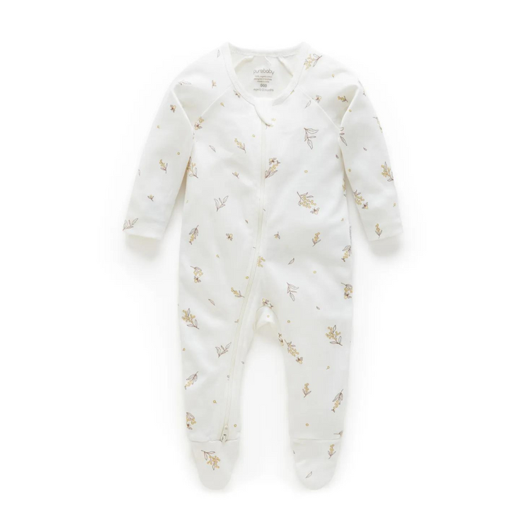 Purebaby Organic Zip Growsuit - Vanilla Wattle Bee