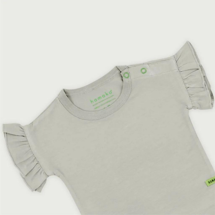 Hamako Tencel Baby Kids Ruffle Tee - Foggy Prints