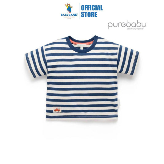 Purebaby Organic Marine Stripe Print Heavy Weight Oversized Tee