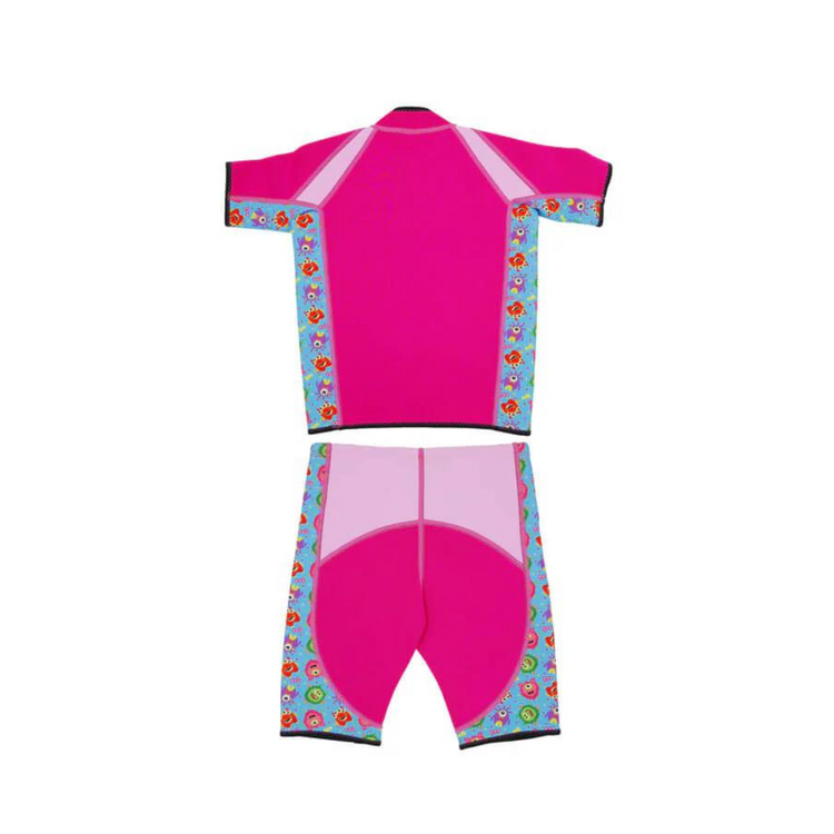 Cheekaaboo Twinwets Toddler Thermal Swimsuit UPF50+ Pink Monster