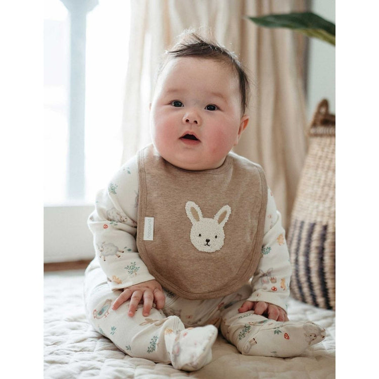 Purebaby Organic Bunny Bib - Mushroom Melange Print