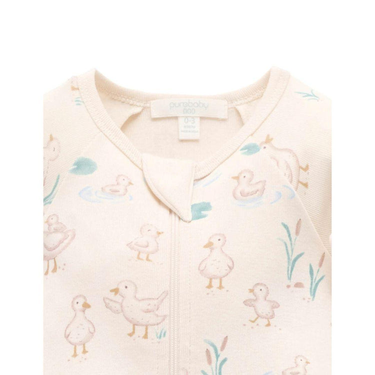 Purebaby Organic Garden Goose Print Zip Growsuit