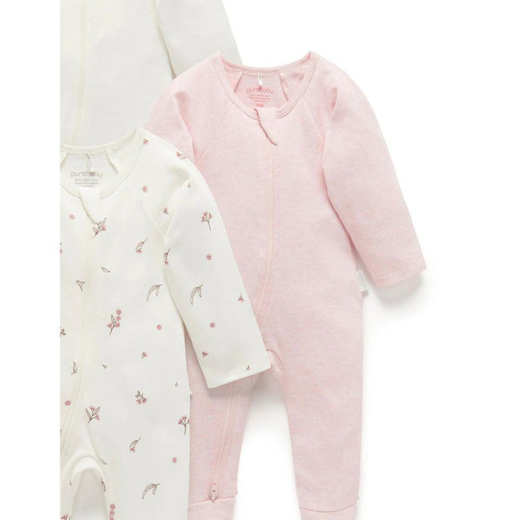 Purebaby Organic Vanilla Blossom Print 4 pack Sleepsuit