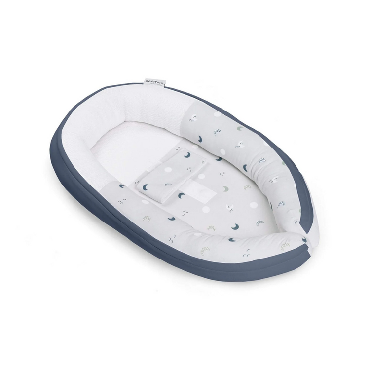 Doomoo Cocoon Baby Bed - Blue Grey Moon