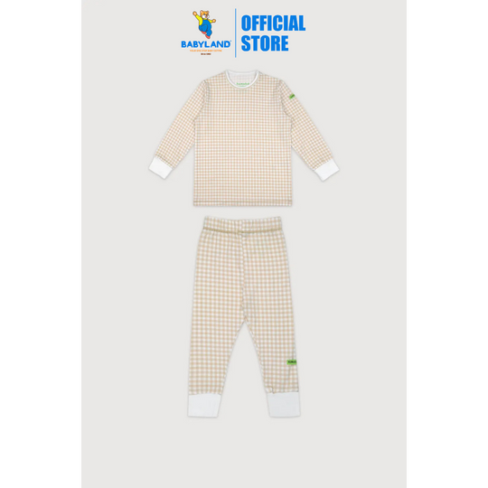 Hamako Tencel Micromodal Kids Long Set - Creme Gigham
