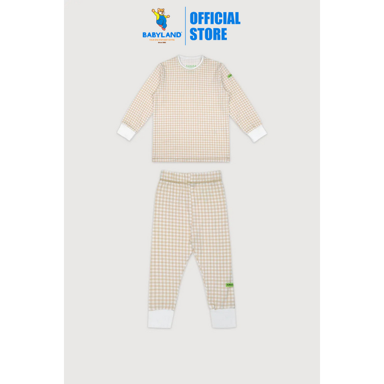 Hamako Tencel Micromodal Kids Long Set - Creme Gigham
