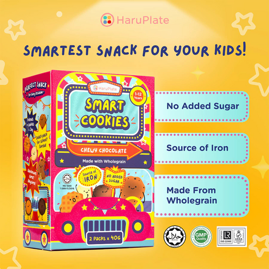 [No Added Sugar + Source of Iron] HaruPlate The Smart Cookie 80g (Halal-Certified, Healthy Snack For Kids 1 - 12 years)