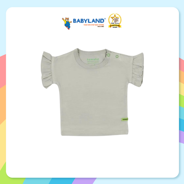 Hamako Tencel Baby Kids Ruffle Tee - Foggy Prints