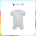 Purebaby Organic Baby Short Leg Zip Growsuit Romper - Mint Eucalyptus (0-3M)