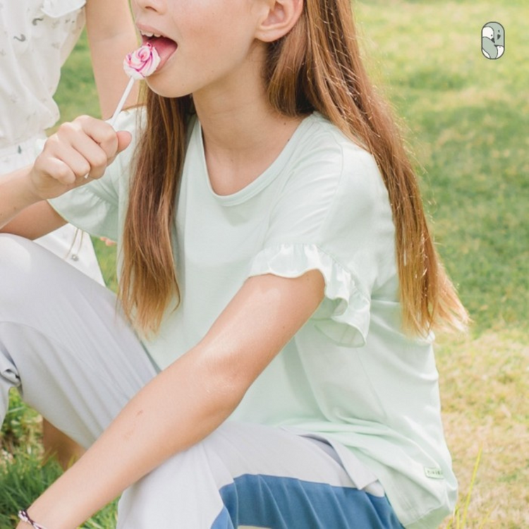 Hamako Tencel Baby Kids Ruffle Tee - Pure Water Prints