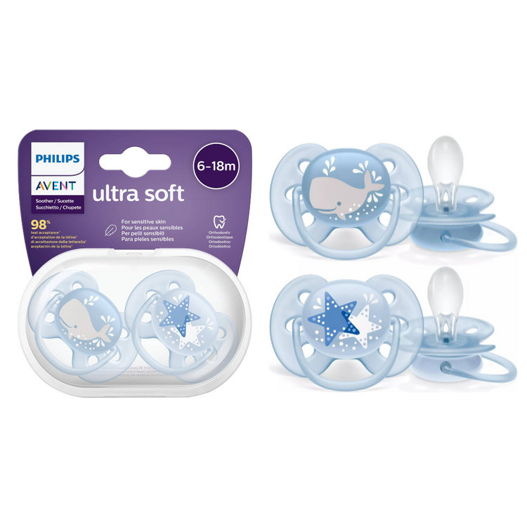 Philips Avent Ultra Soft Soother Twin Pack (0-6m) (6-18m)