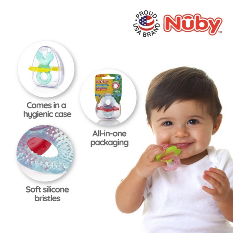 Nuby Chewbies Silicone Teether with Case (3m+) (Random Color/Shape)