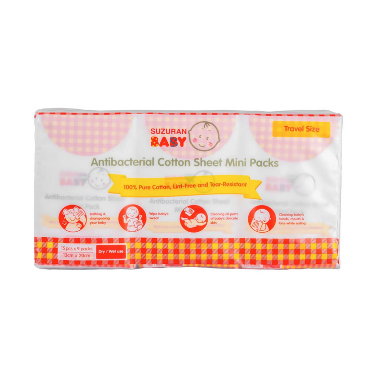 Suzuran Baby Antibacterial Cotton Sheet Mini Pack 15pcs - 9 pkts