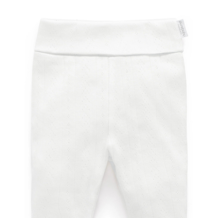 Purebaby Organic Footed Leggings - White Pointelle
