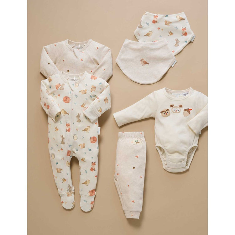 Purebaby Organic 2 Pack Zip Growsuit - Cloud Woodland Print