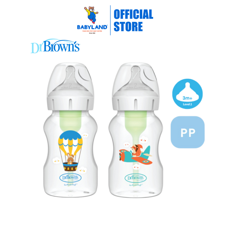 Dr Brown's Options+ PP Wide-Neck Bottle with Level 2 Teat (330mL)(1-Pack)