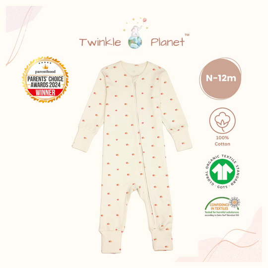 Twinkle Planet Organic Onepiece Pyjamas - Apple & Orange