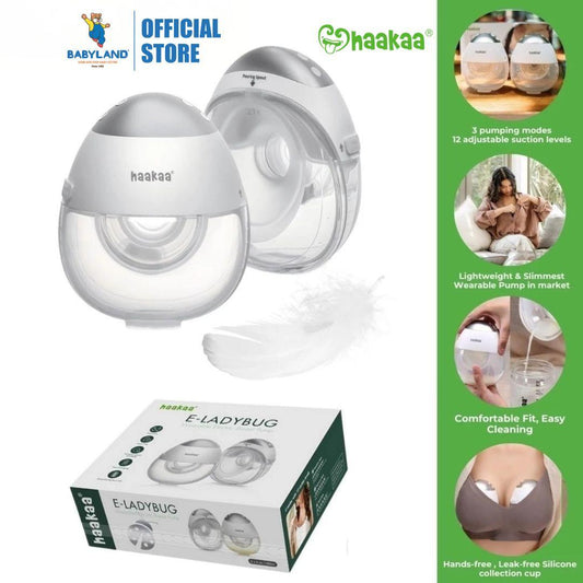 Haakaa E-Ladybug Wearable Electric Breast Pump 2pcs - Slim Silent 12 Suction Level Hands-Free