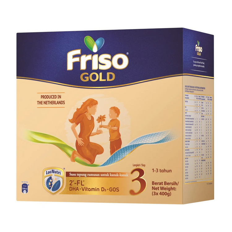 Friso Gold Step 3 Milk Formula 1.2kg (1-3yrs) (3 x 400g) [Exp 18 Jan 2027 &/ Later]