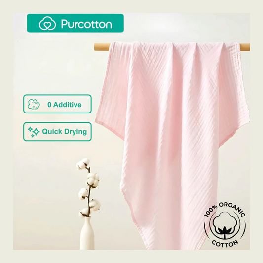 Purcotton Airysoft Gauze Bath Towel 4 Integrated Layers 160cm x 90cm Pink